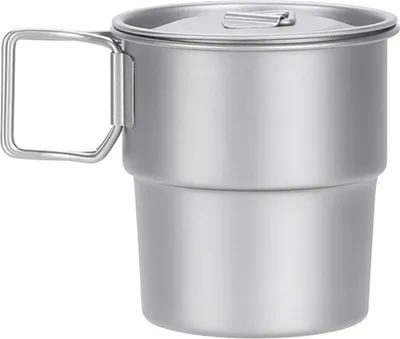 Produktbild von Stapelbare Kaffeebecher, Titan-Campingbecher, 300 ml, faltbarer Griff, Outdoor-Kaffeebecher, wiederverwendbarer Metallbecher, Campingbecher