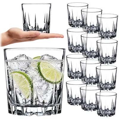 Produktbild von KADAX Trinkgläser aus hochwertigem Glas, Wassergläser, dickwandige Saftgläser, geriffelte Gläser für Wasser, Drink, Saft, Party, Cocktailgläser, Getränkegläser (niedrig 12er Set, 300ml)