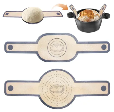 Produktbild von 2-teilige Silikon-Backmatte für Aufläufe, Brotbackmatte, wiederverwendbare Backmatte, Silikon-Brotmatte für Teig, leicht zu reinigen, Brotmatte für Backöfen (rund und oval)