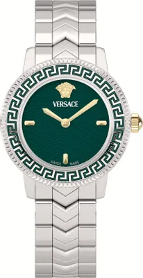 Produktbild von Versace VEUCA0424 V-Icon silber grün gold Edelstahl Damen Uhr NEU