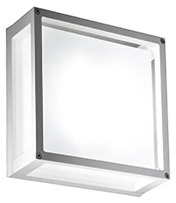 Zdjęcie produktu dla Lampa ścienna i sufitowa 25x25 cm z matowego białego aluminium z satynowym szklanym dyfuzorem, gniazdo E27 do użytku wewnątrz i na zewnątrz, IP54