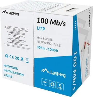 Produktbild von Lanberg LCU5-10CC-0305-R, 305 m, U/UTP (UTP), Rot