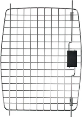 A metal wire grid door for a dog crate.