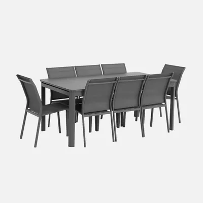 Immagine prodotto di Set tavolo da giardino estensibile in alluminio con 8 sedie, Antracite