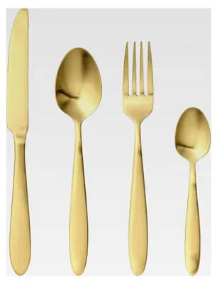 Produktbild von 4-teiliges Besteck-Set, Edelstahl, Gold