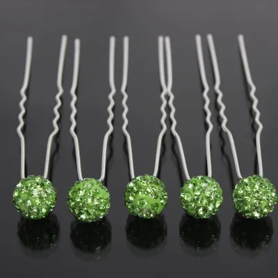 Produktbild von 5 Strass Haarnadeln Haarschmuck Hairpins Frisur grün