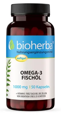 Produktbild von BIoherba Omega-3 Fischöl 1000 mg 50 Kapseln