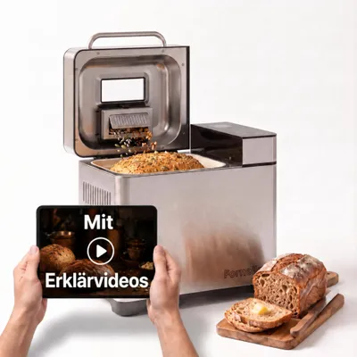 Produktbild von Fornello Supremo Brotbackautomat mit Erklärvideos & deutscher Anleitung, PFAS-freie Keramik-Backform, Sauerteig
