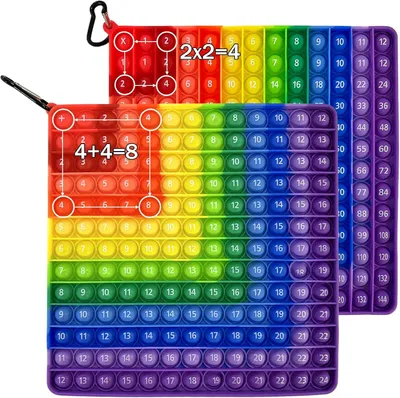Productafbeelding van 2-in-1 plopper speelgoed - Regenboog - 24 x 24 cm - Vermenigvuldigingsbord