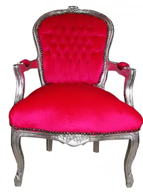 Produktbild von Casa Padrino Barock Salon Stuhl Mod1 Pink / Silber