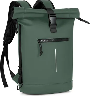 Produktbild von Laptop-Rucksack, wasserdichter Rolltop-Wanderrucksack für Damen und Herren, leicht, 3. grün, Rolltop-Laptop-Rucksack