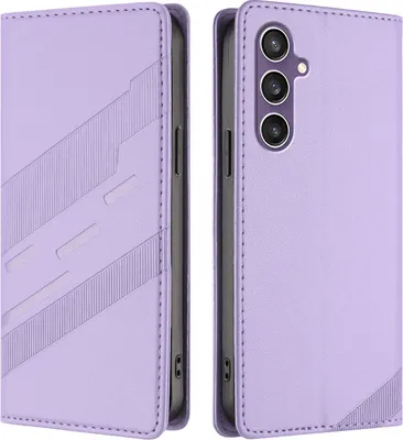Image de Etui pour Samsung Galaxy S23 FE, étui portefeuille en cuirPolyuréthaneavec fente pour cartes et fonction stand Violett
