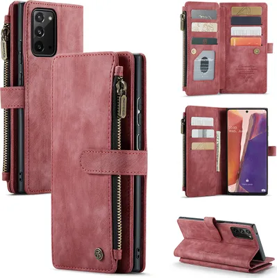 Immagine prodotto di Custodia Galaxy Note 20, custodia in Finto cuoio con cerniera, chiusura magnetica, tasca per carte, supporto, portafoglio, custodia protettiva per Samsung Galaxy Note 20 Blu
