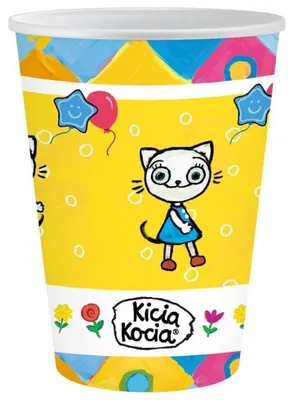 Productafbeelding van KICIA KOCIA Bajka Verjaardagsbekers voor kittens, 250 ml, 6 stuks.