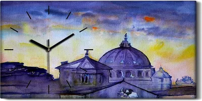 Produktbild von Küchenuhr Bürouhr Leinwand Uhr Geräuschlos 60x30 Malerei Basilika Saint Pietro - schwarze Hände