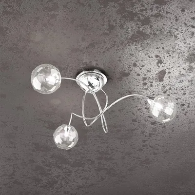 Produktbild von Zeitgenössische Deckenleuchte Super Ball Metall Chrom Glas Pirex 3 Lichter G9