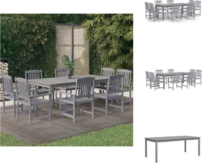 Produktbild von vidaXL 9-tlg. Garten-Essgruppe Massivholz Akazie Grau -  Gartenmöbel-Sets