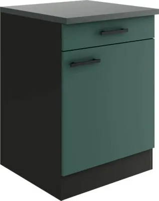 Produktbild von Optifit Unterschrank mit Schublade und Drehtür Verona405 BxTxH 60 x 60 x 84,8 cm grün matt zerlegt Anschlag reversibel K