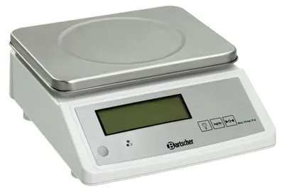 Obrázok produktu pre Bartscher A300117, Elektronická kuchynská váha, 15 kg, 5 g, Šedá, Strieborná, Biela, Na pracovnú dosku, Obdĺžnik