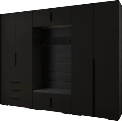 Produktbild von MEBLE KRYSPOL Inova 1 Möbelset Garderobe, 236,7x300x47cm - Schwarz, Manila 18, Schwarz