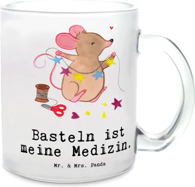 Produktbild von Mr. & Mrs. Panda Pott Maus Basteln - Transparent - Geschenk, DIY, Teetasse Glas, Tee Tasse, aus, Trinkglas, Kreatives