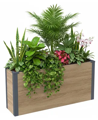 Obrázok produktu pre Westmann Metall Kvetináč Talus L Kvetináč obdĺžnikový drevený vzhľad 100x25x52cm