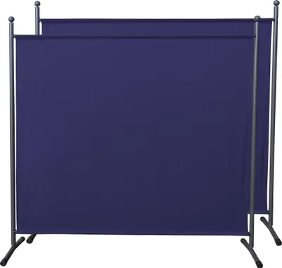 Produktbild von 2 Stück Paravent 180 x 178 cm Blau - Raumteiler Stellwand Blickdicht Innen & Außen - Garten & Balkon Sichtschutz Trennwand