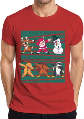 Produktbild von Dabbing Rentier Santa Schneemann - Weihnachten Weihnachtsgeschenk Christmas Herren T-Shirt, Rot, L