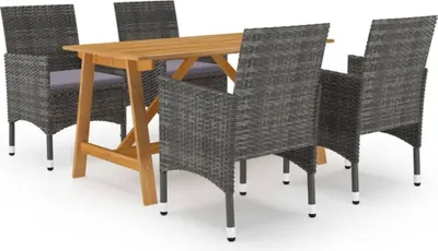 Produktbild von "2024 Moderne" 5-tlg. Garten-Essgruppe Grau - Gartenset Sitzgruppeen Neu6101889