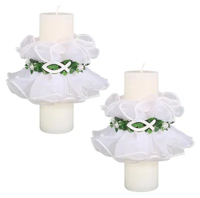 Produktbild von 2 Stück Kommunionskerzenkleid, Dekoration, Kerzenschützer