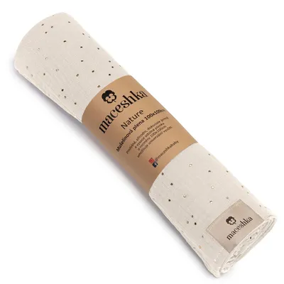 Obrázek produktu pro Mušelínová plena Nature se zlatým puntíkem Ecru