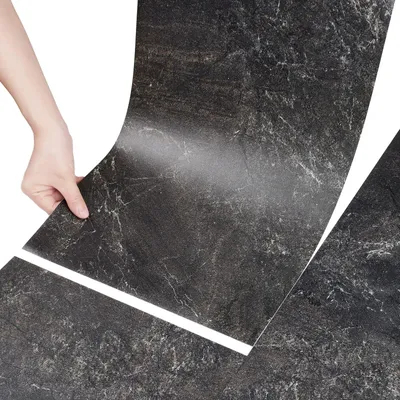 Zdjęcie produktu dla Samoprzylepna wykładzina winylowa - Marmur czarny - 60 x 30 cm - 4 szt.
