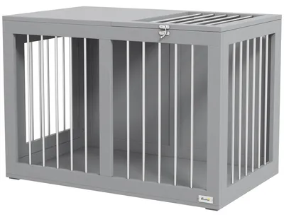 Image de Cage de transport pour chiens - 2 portes - Verrouillable - Grille en acier - 80 x 50 x 56,5 cm - Gris
