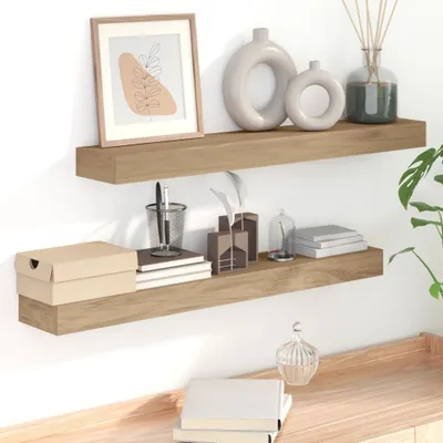 Image de BEI CLORIS Wandregale 2 Stk. 90x15x4 cm Massivholz Teak 2024 Neu6714518