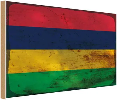 Produktbild von vianmo Holzschild 20x30 cm Mauritius Rost Flagge Fahne Wappen