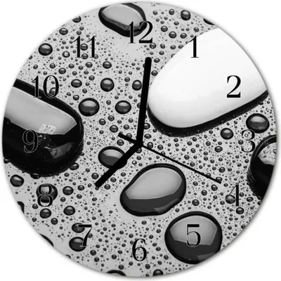 Produktbild von Glasuhr Wanduhr Küchenuhr Echt-Glas 30fi cm Steine schwarz