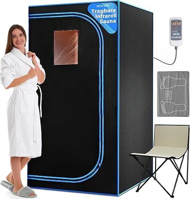 Productafbeelding van Infraroodsauna Saunazelt – Mobiele infraroodcabine voor thuisgebruik, opvouwbaar, geschikt voor 1-2 personen, verwarmingscabine tot 60 °C