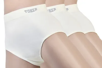 Produktbild von TOKER COLLECTION® Taillenslip *Toker* Seamless ohne Nähte super elastisch und weich (3er Pack) mit Toker Logo am Wäschebund, Champagner, Größe L