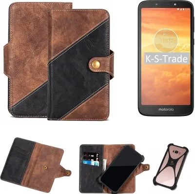 Produktbild von K-S-Trade Handy Hülle Schutz Hülle Schutzhülle Bookstyle Case kompatibel mit Motorola Moto E5 Dual SIM Handy Cover Hülle Schutztasche 1x