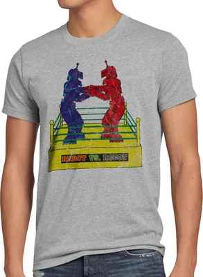 Produktbild von style3 Retro Roboter Herren T-Shirt sheldon, Größe:5XL, Farbe:Grau meliert