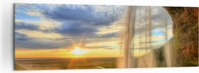 Produktbild von Bild auf Leinwand - Leinwandbild - Wasserfall Natur Park Sonne - 160x50cm - Wand Bild - Wanddeko - Leinwanddruck - Bilder - Kunstdruck - Wanddekoration - Leinwand bilder - Wandkunst - AB160x50-2716