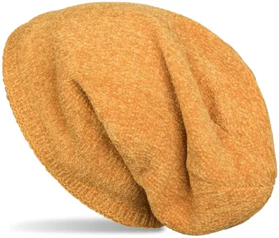 Produktbild von styleBREAKER Uni Chenille Beanie Mütze Unifarben Fleece, Curry