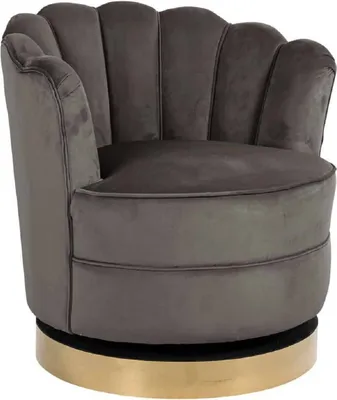 Produktbild von Casa Padrino Luxus Samt Drehsessel Grau / Gold 81,5 x 76 x H. 79 cm - Moderner Wohnzimmer Sessel - Luxus Wohnzimmer Möbel
