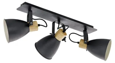 Image de Eglo, lot de 3 spots Coswarth, anthracite bois, 67 x 14 x 24 cm, E27