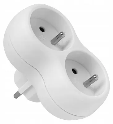 Produktbild von 2-Steckdosen-Verteiler mit geerdetem Stecker weiß Elgotech R-20CA
