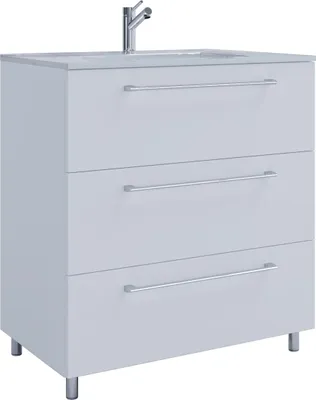 Produktbild von VCM 2-tlg. Waschplatz Waschtisch | Waschbecken Unterschrank Breite 80 cm | Badmöbel Set stehend | 3 Schubladen | Badinos