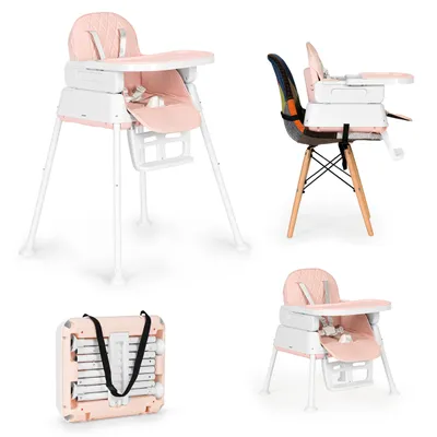 Immagine prodotto di ECOTOYS Seggiolone pieghevole per bambini 3 in 1 rosa
