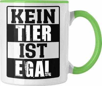 Produktbild von Trendation - Veganer Geschenk Lustige Tasse Vegetarier Geschenkidee Tasse Lustig für Geschenkset und Geschenkbox Kein Tier Ist Egal (Grün)