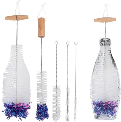 Produktbild von Flaschenbürste für Glasflaschen - Flaschenreiniger - 5 Stück - Flaschenbürste - Lange Flaschenbürste für Glasflaschen und Karaffen - Für Sodaflaschen