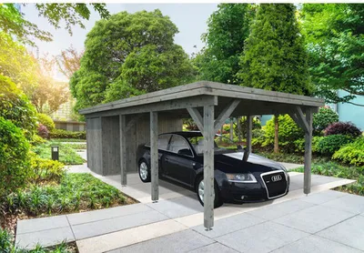 Produktbild von Geräteraum Palmako für Carport Karl 23,1 m² 315 x 196 cm tauchgrundiert grau